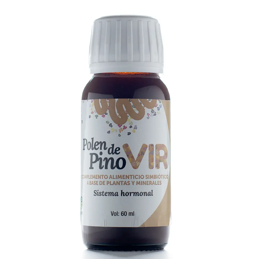 Botella de Polen de Pino Viver, cristal ámbar de 60 ml con tapón gotero