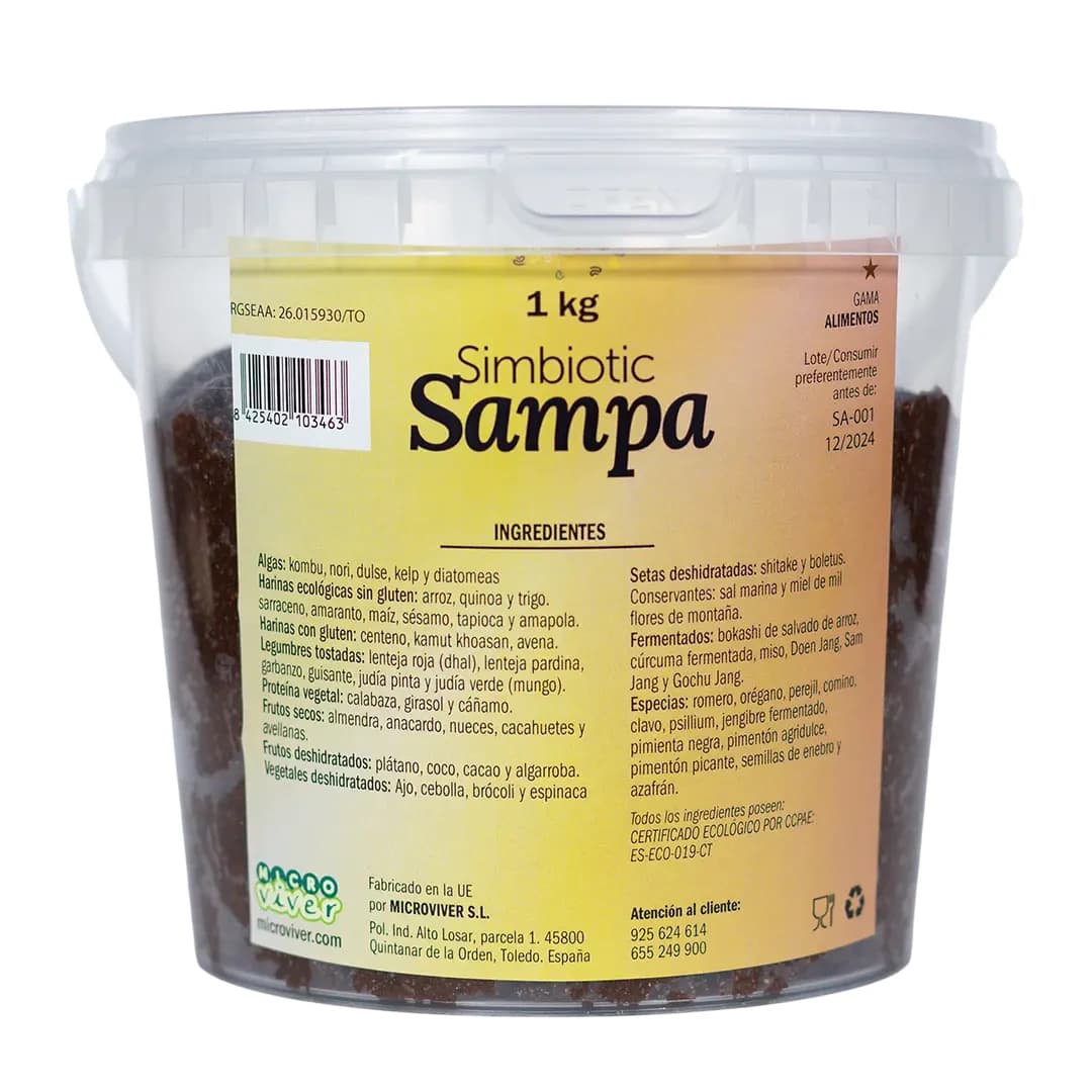 Bote de Súper Simbio Sampa sobre superficie de papel de herbario